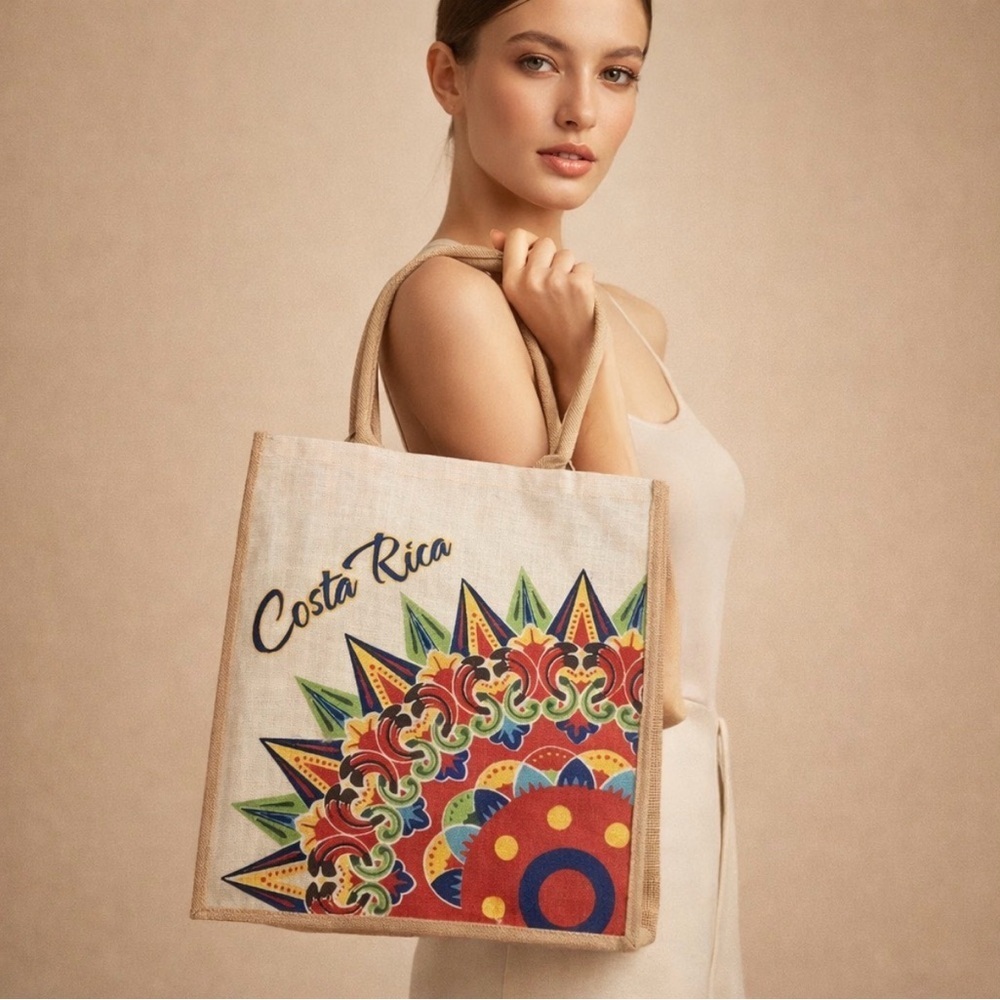Costa Rica Souvenir Jute Tote Bag Eco-Friendly Market Bag Travel Bag Boho